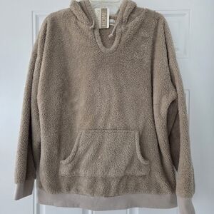 PJ Salvage Home Champagne Fuzzy Hooded Sweat Shirt Size L
